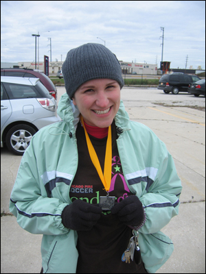 <image: After the WonderGirl 5K - check out my medal!>