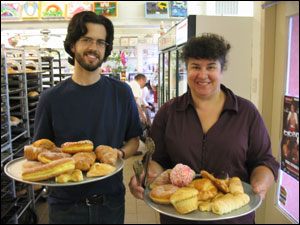 <image: Mom + Steven at the bakery>