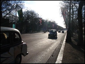 London Traffic drives on the right side of the road!