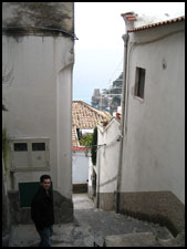 Steven going down the many steps to the beach