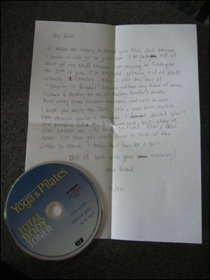 image:A letter and yoga DVD from Jen